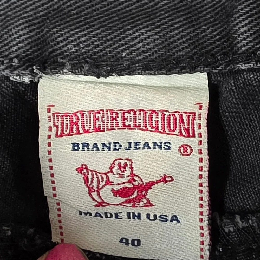 True Religion Ricky Super T Jeans Black Flap Pocket MQ6859L27 USA Mens 40x34 Y2K